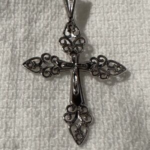 14K White Gold Cross - Solid Gold - Like New